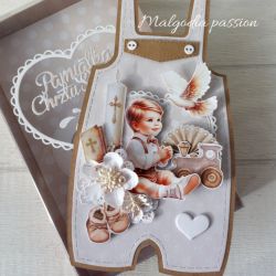 kartka na chrzest w kolorystyce eco