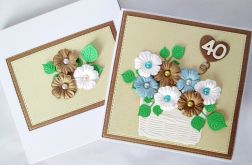 Kartka URODZINOWA - kosz z kwiatami