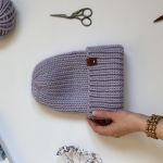 Wełniana czapka z wywinięciem - jasna lila - Gruba wełniana czapka oversize z bardzo szerokim wywinięciem - jasna lila