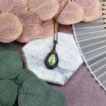 Miedziany wisiorek wire wrapping z jaspisem imperialnym #529 - 