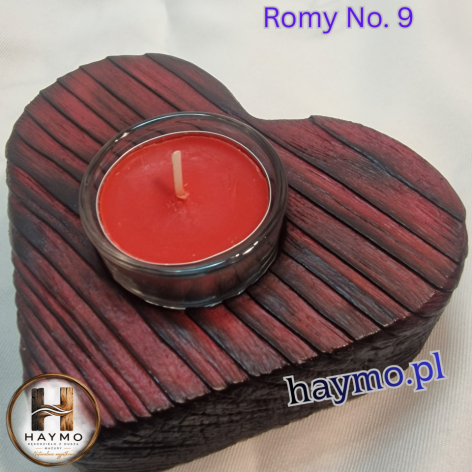 Świecznik drewniany serce bordowy Romy No. 9