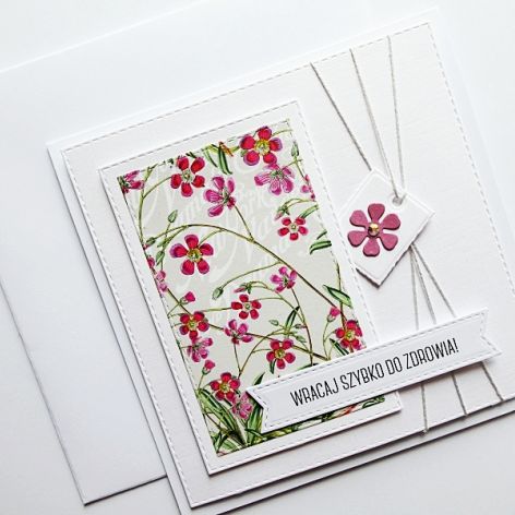 Kartka powrotu do zdrowia różowe kwiatki 