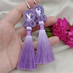 Soutache sutasz kolczyki fioletowe lawendowe