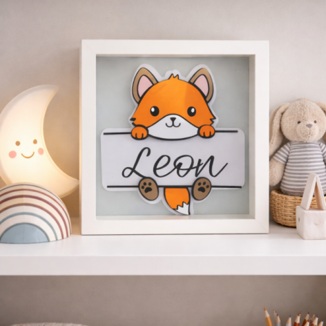 Personalizowana ramka z imieniem lis 3D