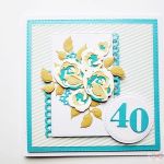 Kartka NA URODZINY beżowo-turkusowe róże - Kartka na urodziny beżowo-turkusowe róże