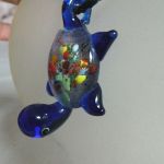 Kobaltowe szkło weneckie, wisiorek i kolczyki z żółwiami - 