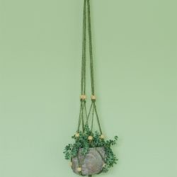 Unikatowy kwietnik makrama sznurek jutowy zielony boho