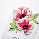Kartka Ślubna - różowe anemony - Kartka na ślub z różowymi anemonami