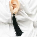 Kolczyki sztyfty czarne chwosty beading, długie - Kolczyki sztyfty czarne chwosty beading, długie 1