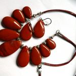 Jaspis czerwony, mokait - ekskluzywna biżuteria, zestaw - 