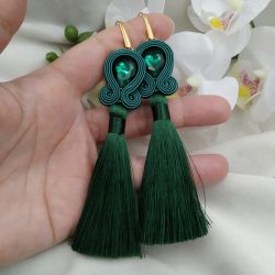 Soutache sutasz kolczyki zielone szmaragd