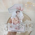 Kartka cyferka na roczek "CottonGirl1" GOTOWA - 