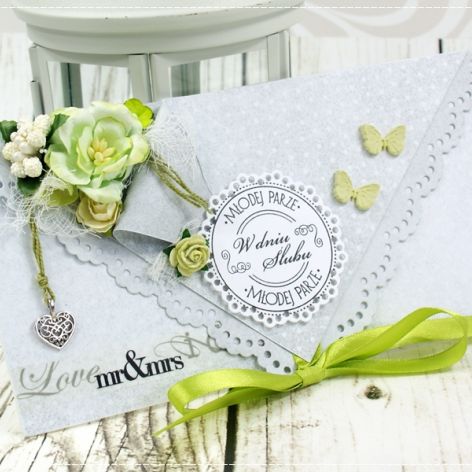 Kartka ślubna- wiosenne serducho