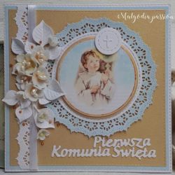 Kartka na komunię z chłopcem