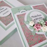 Kartka MŁODEJ PARZE miętowo-różowa #1 - Miętowo-różowa kartka na ślub w pudełku