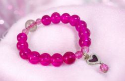 Bransoletka na gumce fuksja przezroczysta