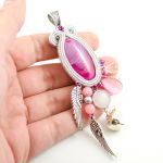 Różowo-srebrny wisior ciążowy - pregnancy necklace