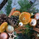 Wianek Bożonarodzeniowy złoty z pomarańczami - pomarańcze