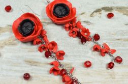 Eleganckie kolczyki kwiaty czerwone maki