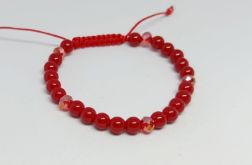 Bransoletka z Czerwonego KORALU 6 mm makrama boho czerwona