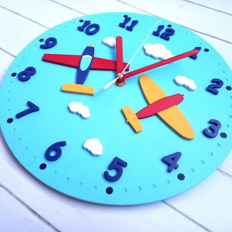 Zegar dla dziecka z samolotami
