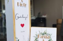 ELEGANCKI ZESTAW: skrzynka na wino i kartka w drewnianym pudełku