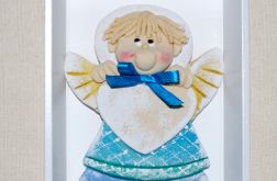 PAMIĄTKA dla Antosia - obrazek, anioł z masy solnej w ramce
