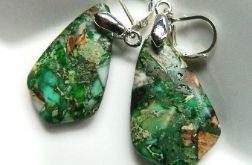 Zielony jaspis cesarski i srebro - eleganckie kolczyki