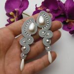 Soutache sutasz kolczyki siwe srebrne szare - szare kolczyki