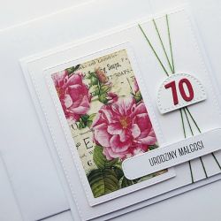 Kartka na urodziny dzikie róże handmade 