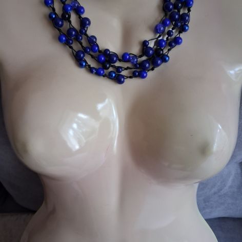 Kobalt naszyjnik sznurek i szkło