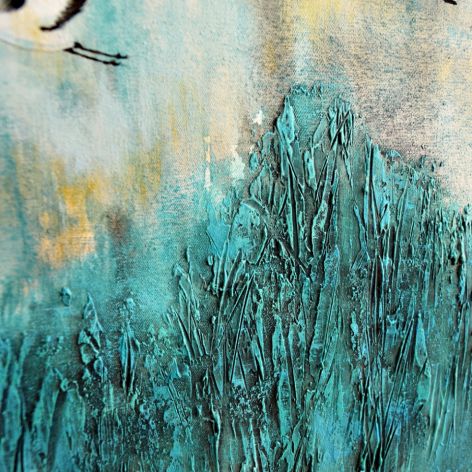 Żurawie 2, ptaki, obraz do salonu malowany na płótnie