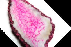 Kremowo-różowy surowy agat pajęczy, wisior