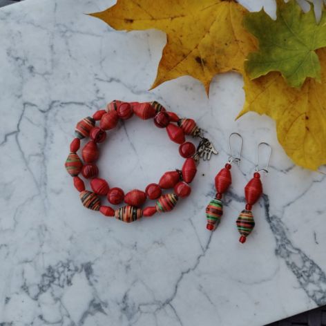 Jesienna Energia – komplet biżuterii z ręcznie robionych koralików