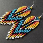 Kolczyki z koralików Długie indiańskie BOHO chwosty frędzle - 