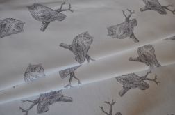 Bieżnik - szare sowy na białym tle 50 x 135 cm
