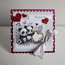 Kartka na Walentynki misie panda
