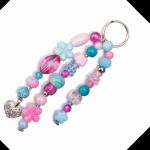 Niebiesko różowy breloczek z serduszkiem - 