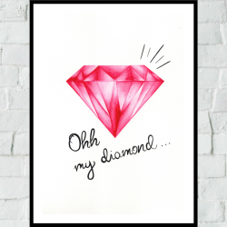 Obrazek/plakat Różowy Diament + RAMKA
