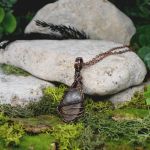Miedziany wisior wire wrapping z różowym kwarcem #4 - 