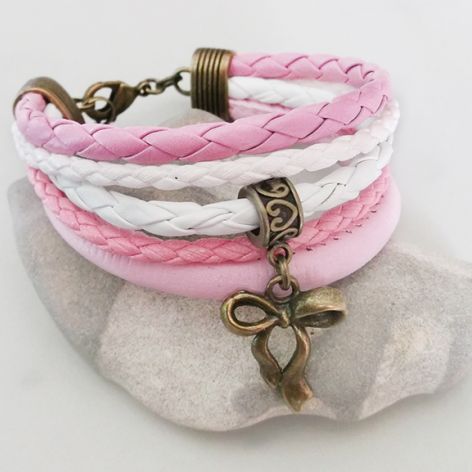 Pink with bow ! bransoletka