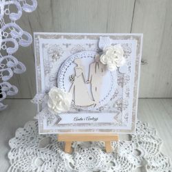 Kartka ślubna 3D biało kremowa na ślub GOTOWA
