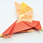 Magnes na lodówkę origami ptaszek rózowo-żółty - 2