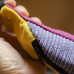 Nerka dziecięca RASPBERI – żółty welur i fioletowy sztruks | Handmade z Łodzi - 