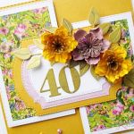 Kartka URODZINOWA różowo-żółta - Kartka na urodziny z żółto-różowymi kwiatami