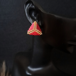 Zestaw Biżuterii "Red Chevron" - geometryczne trójkątne sztyfty