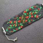 Komplet "Niebieski Mak" naszyjnik-czoker z frędzliami i bransoletka - Komplet "Niebieski Mak" naszyjnik-czoker z frędzliami i bransoletka