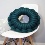 Piękna Pleciona Poduszka HANDMADE - Zielona - Ręcznie szyte poduszki dekoracyjne do pokoju młodzieżowego