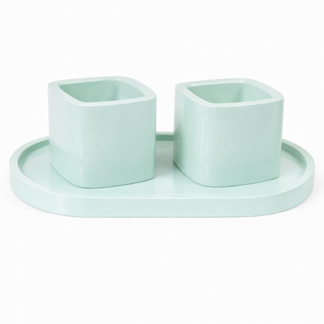 Zestaw gipsowych świeczników DIY – 2 szt. + taca, pojemniki na świece sojowe, dekoracyjne, nowoczesne