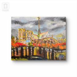 Katedra Notre Dame, płótno, 40x50x2 cm. Katedra Notre Dame, płótno, 40x50x2 cm.